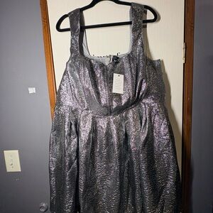 ELOQUII Metallic Silver Party Dress NWT Size 18 | Holiday & NYE